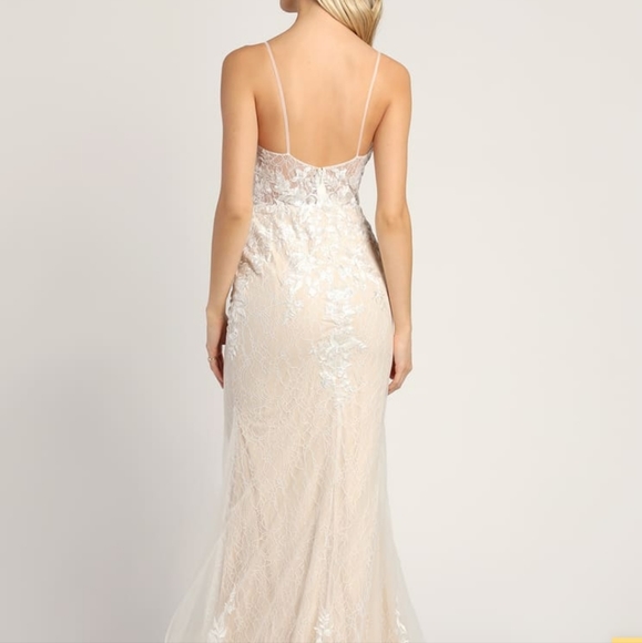 Lulu's Glimmer of Love White Maxi Dress Sz 4 - Picture 5 of 7